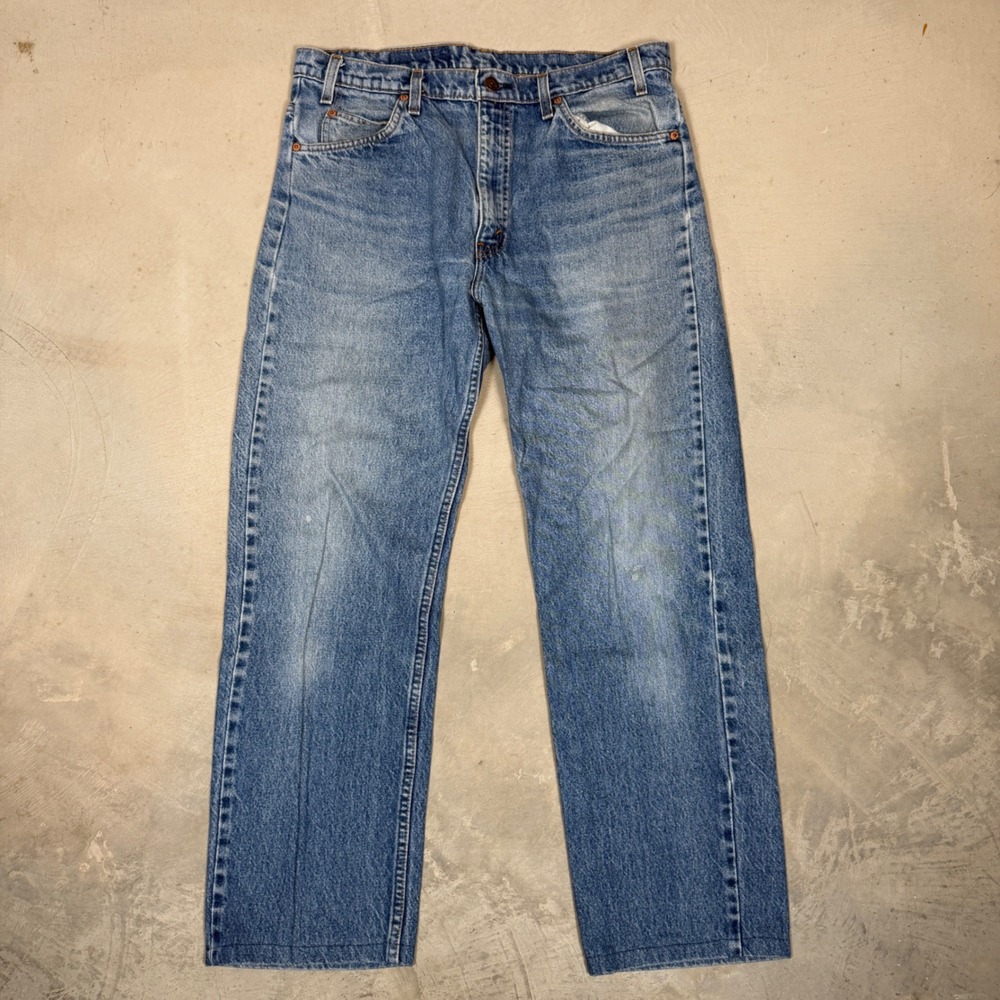 Vintage 90s Levis 505 Orange Tab Jeans Made in USA 1991 Medium Wash 36x29